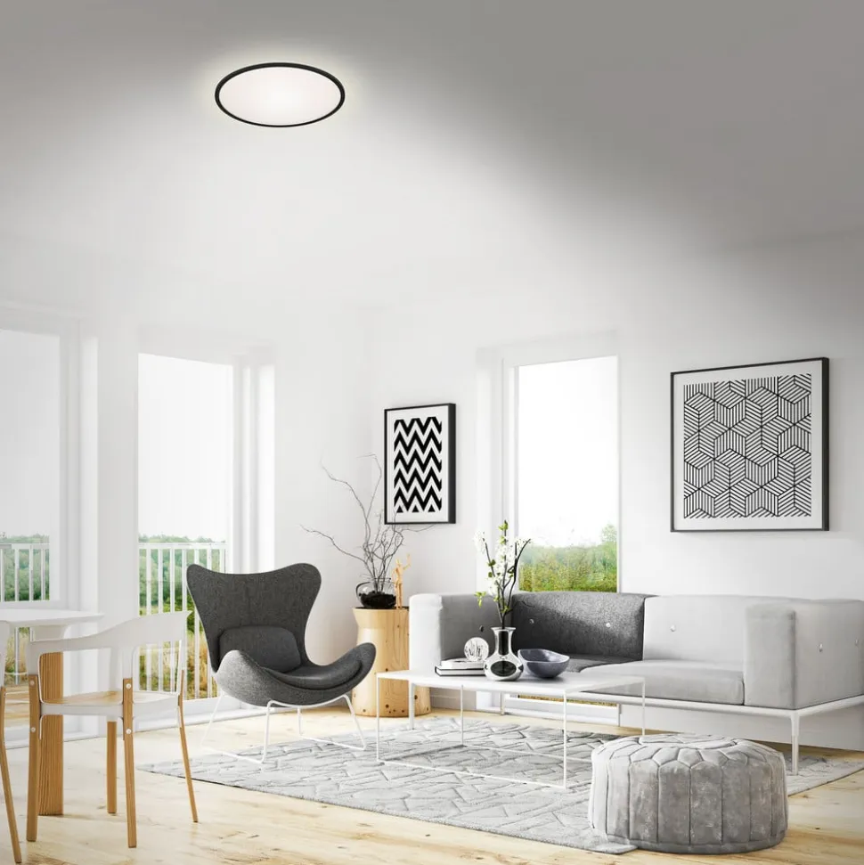 LED-loftslampe Lana, baggrundsbelyst effekt Ø28 sort