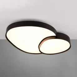 LED-loftslampe Rise, sort, 77 x 63 cm, CCT, dæmpbar