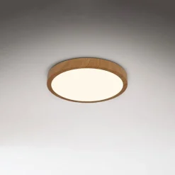LED-loftslampe Runa Wood trælook 3.000 K Ø38cm