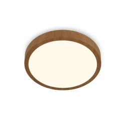 LED-loftslampe Runa Wood trælook 3.000 K Ø38cm