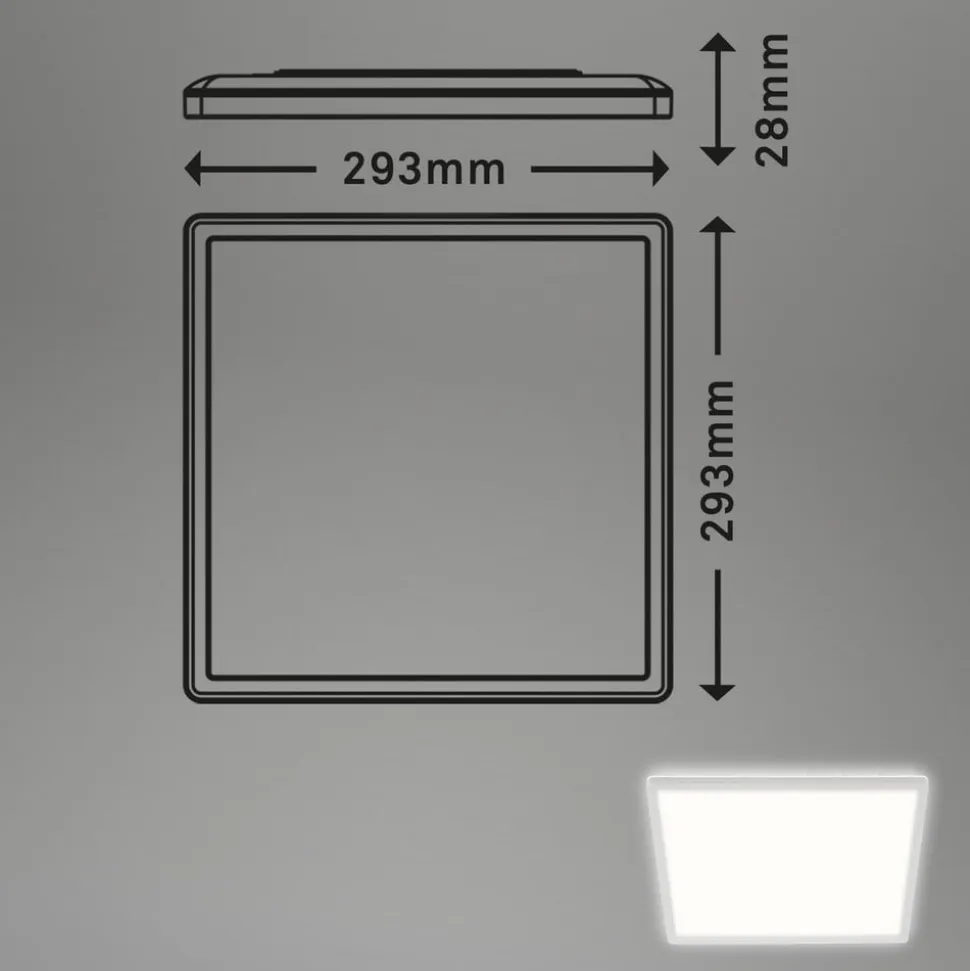 LED-loftslampe Slank, kantet 29,3 x 29,3 cm