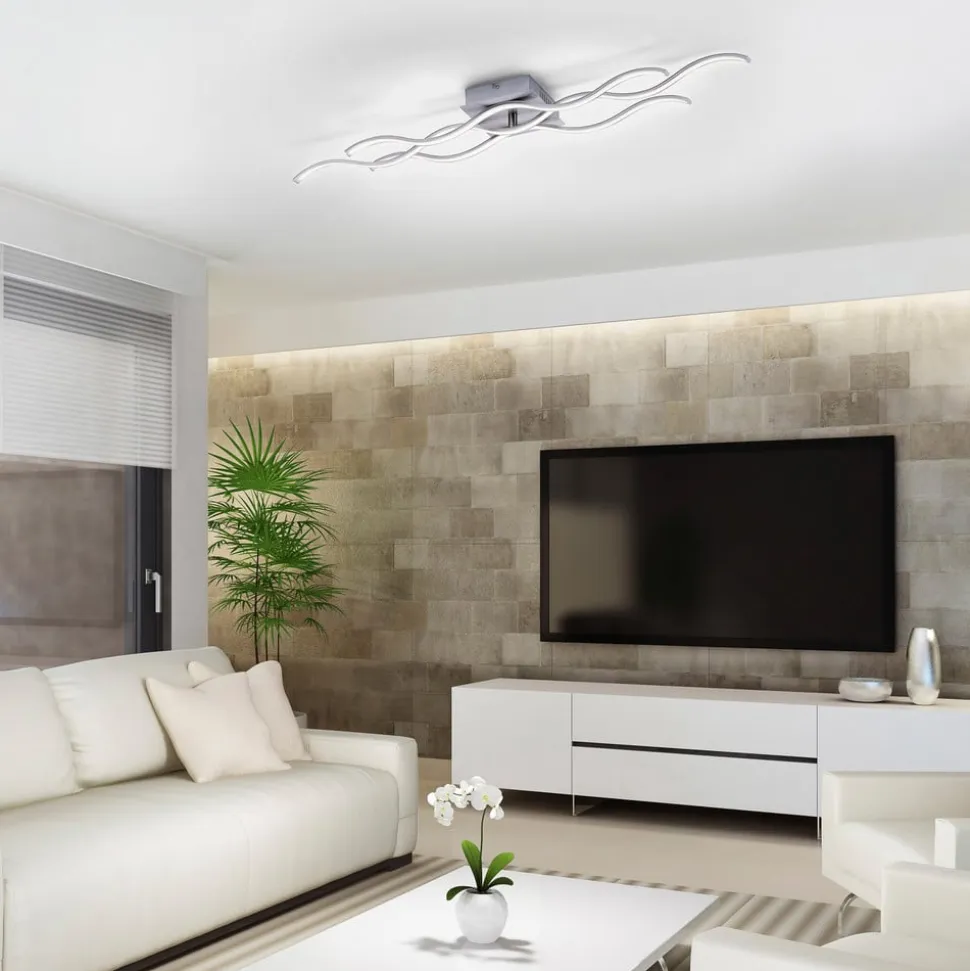 LED-loftslampe Wave 3.000K 97,5x16cm stål