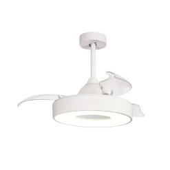 LED-loftventilator Coin Mini hvid DC lydsvag Ø 91 cm CCT