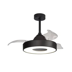 LED-loftventilator Coin Mini sort DC lydsvag Ø 91 cm CCT