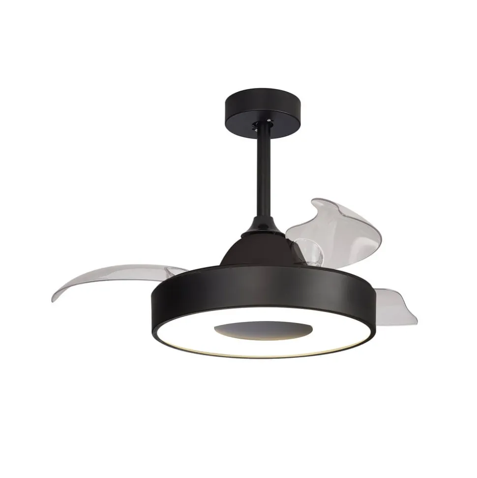 LED-loftventilator Coin Mini sort DC lydsvag Ø 91 cm CCT