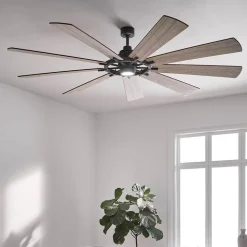 LED-loftventilator Gentry 85 mørk valnød/hvid