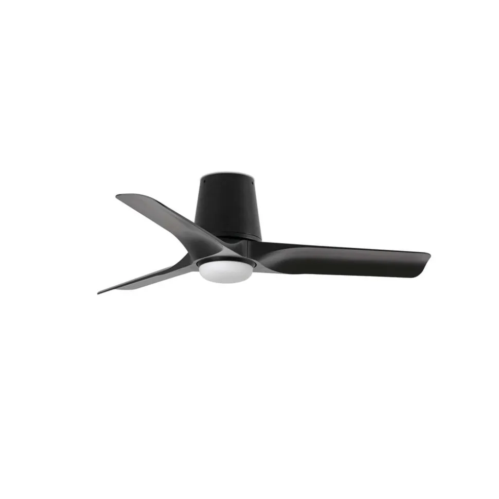 LED-loftventilator Hey, sort, DC, støjsvag, Ø 90 cm, CCT