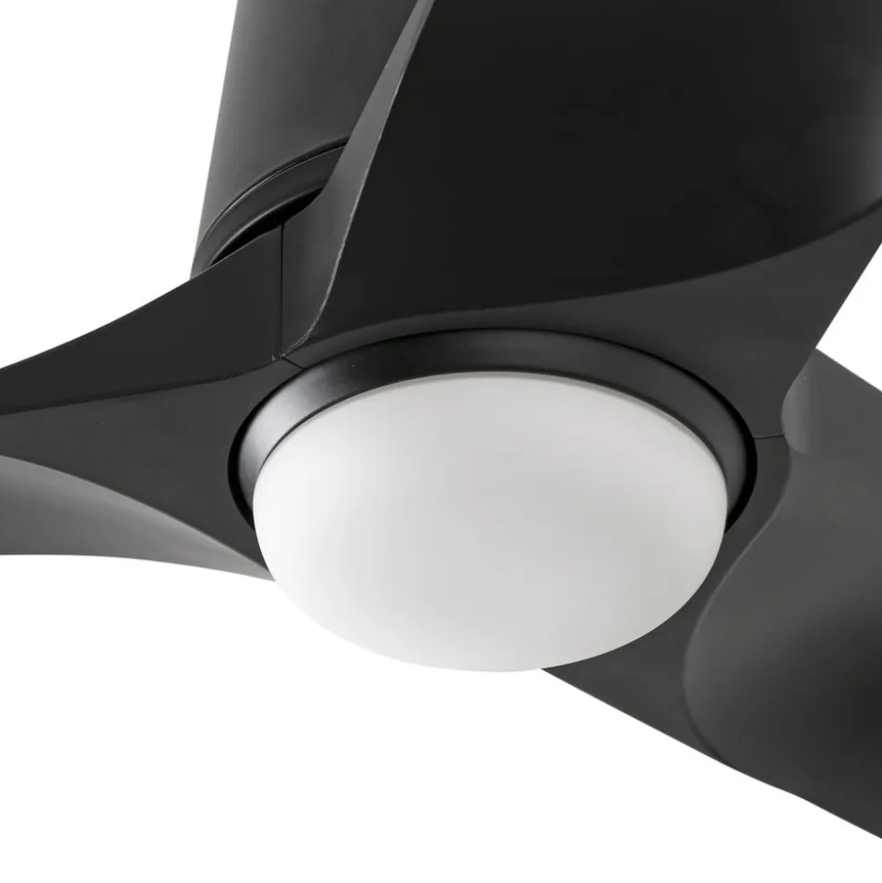LED-loftventilator Hey, sort, DC, støjsvag, Ø 90 cm, CCT