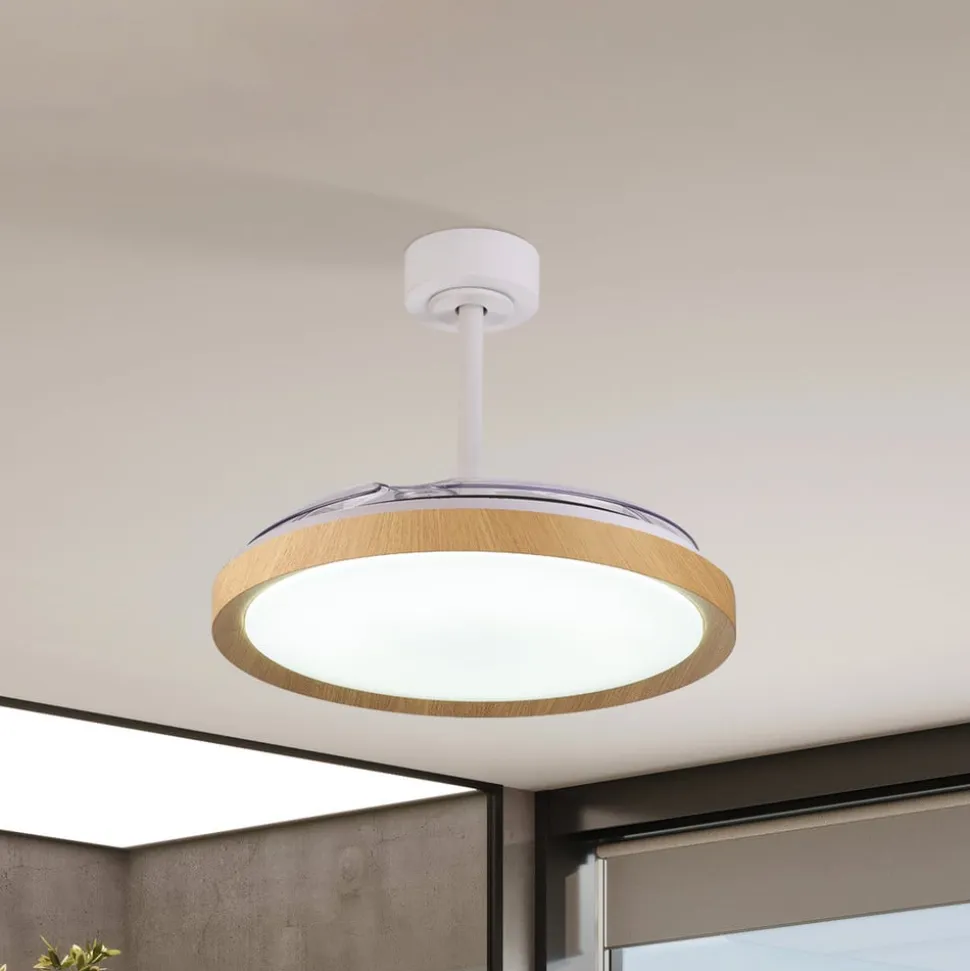 LED-loftventilator Mistral trædekor DC støjsvag Ø 106 cm CCT