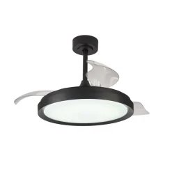 LED-loftventilator Mistral, sort, DC, lydsvag Ø 106 cm CCT