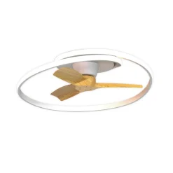 LED-loftventilator Ocean hvid/træ DC støjsvag Ø 78 cm CCT