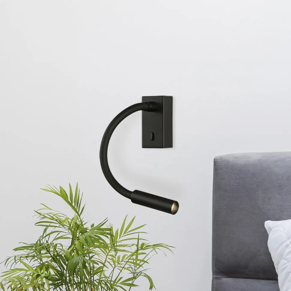 LED-læselampe Cio, afbryder, flexarm, 930, sort