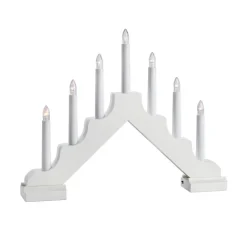 LED-lysestage Evelin i træ, 7 lyskilder, hvid