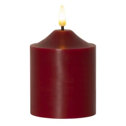 LED-lysflamme, højde 12 cm, rød ægte voks, batteridrevet