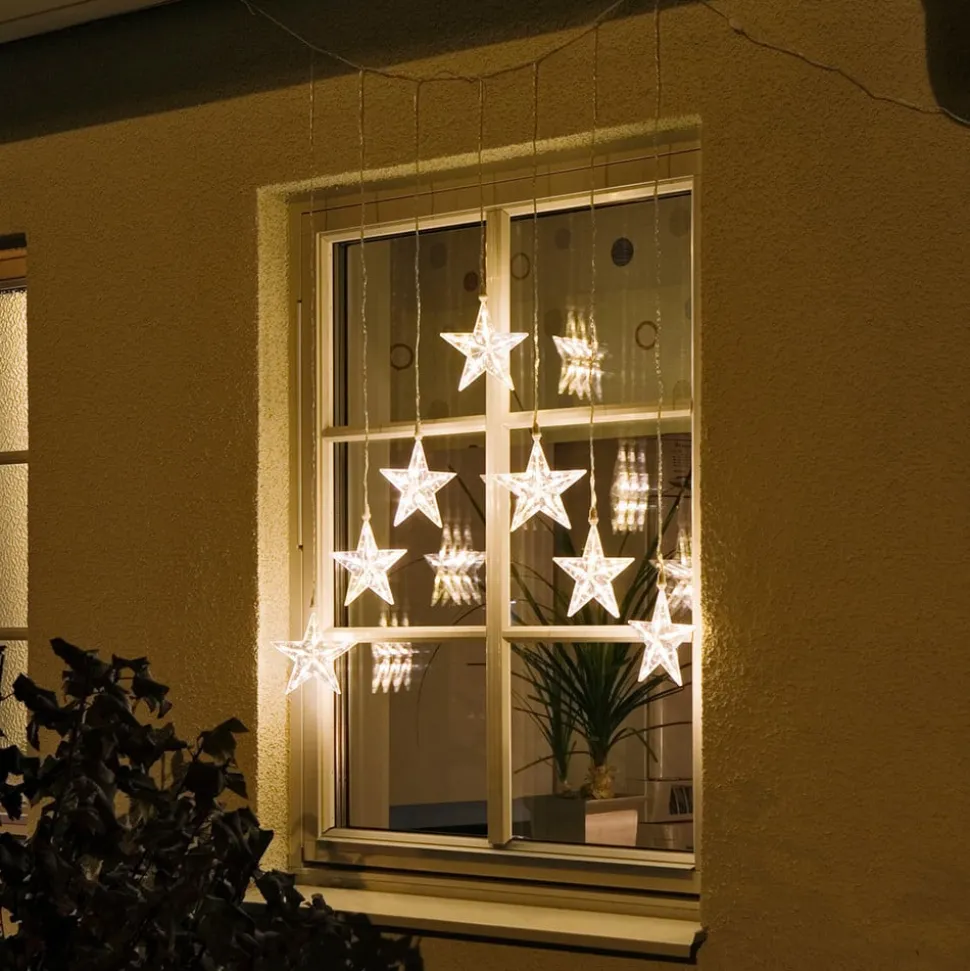 LED-lysgardin med 7 stjerner, varm hvid