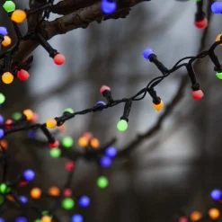 LED-lyskæde Berry Mini med timerfunktion farverige