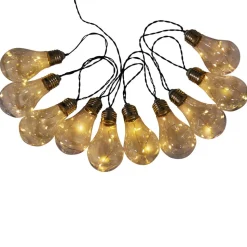 LED-lyskæde m. solcelle, glødepære, 10 lyskilder