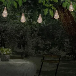 LED-lyskæde m. solcelle, glødepære, 10 lyskilder