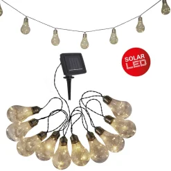 LED-lyskæde m. solcelle, glødepære, 10 lyskilder