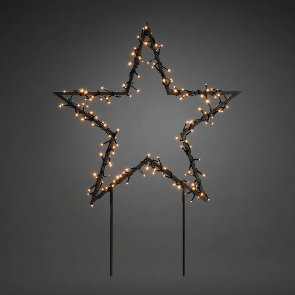 LED-metalstjerne med jordspyd, sort