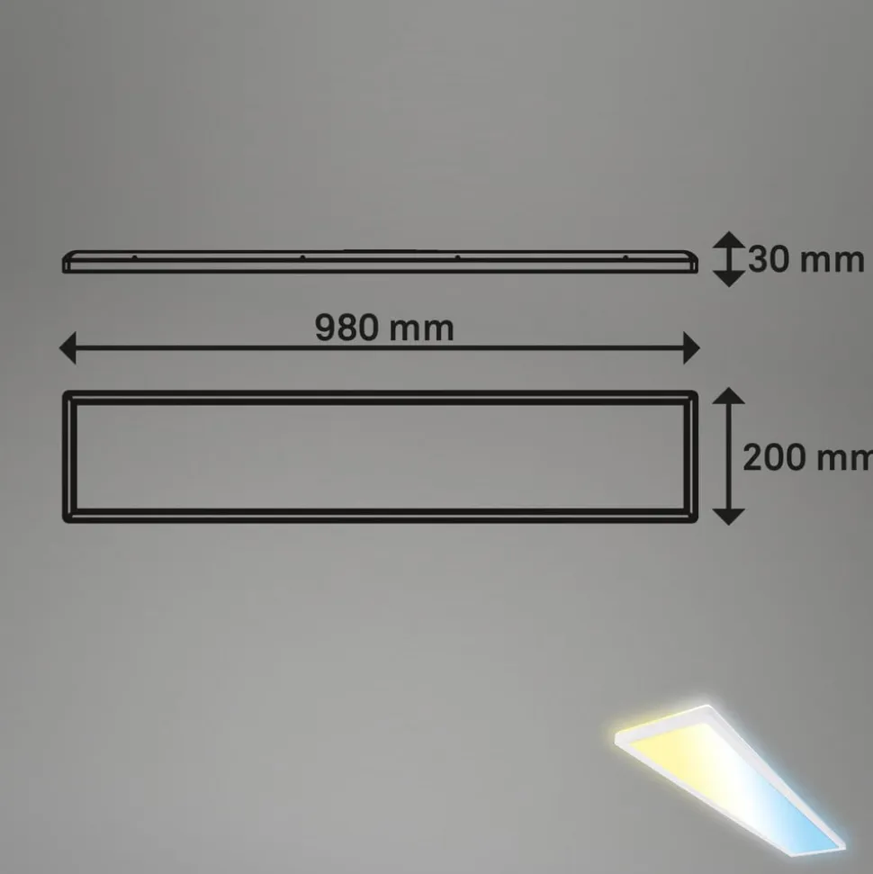 LED-panel Tava CCT, hvid, 98 x 20 cm, baggrundsbelysning, plast