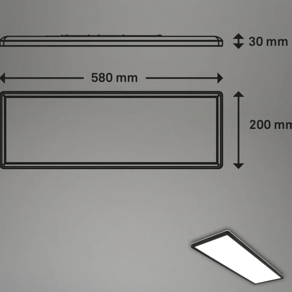 LED-panel til overflademontering Slim 58x20cm on/off 4.000K sort