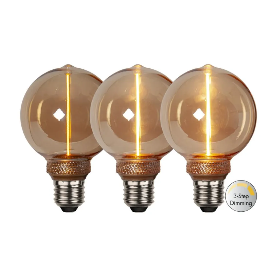 LED-pære DecoLED One G80 E27 2 W amber 1.800K 3-trins