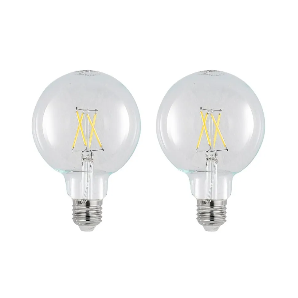 LED-pære E27 4 W 2.700 K G95 globe klar 2 stk