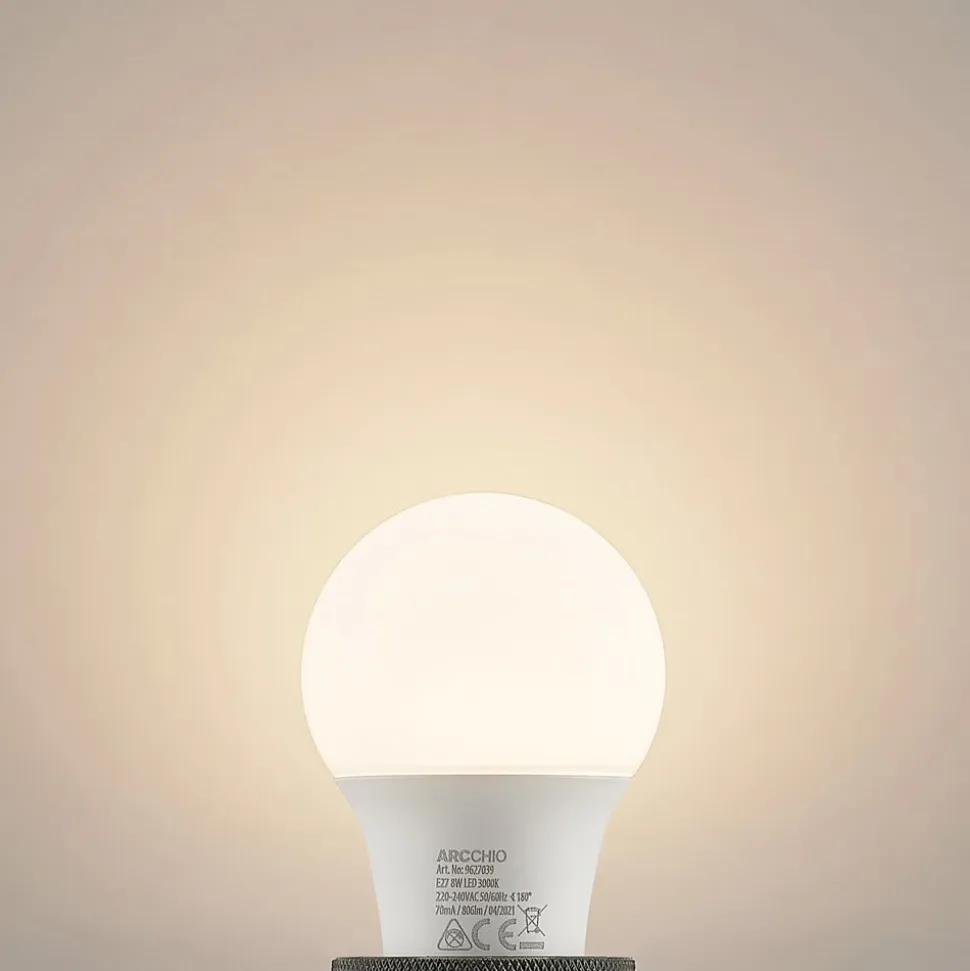 LED-pære E27 A60 8 W 3.000 K opal, sæt med 6 stk