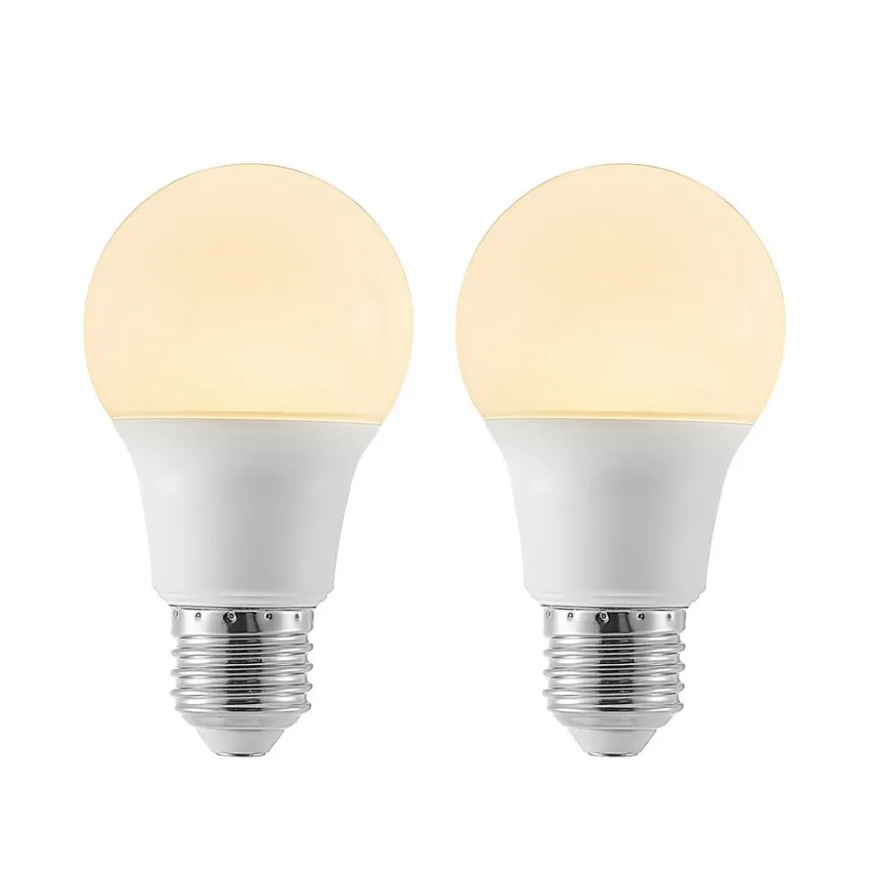 LED-pære E27 A60 8 W 3.000 K opal, sæt med 2 stk