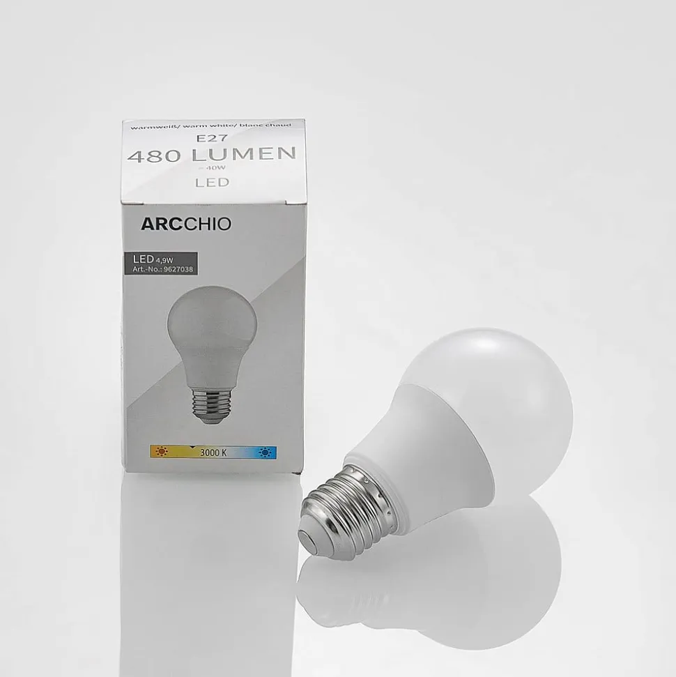LED-pære E27 A60 4,9 W 3.000 K opal, sæt m. 3 stk