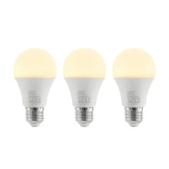 LED-pære E27 A60 9,5 W 3.000 K opal, sæt med 3 stk