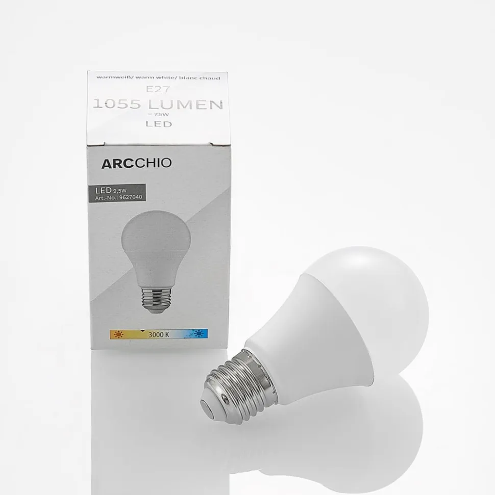 LED-pære E27 A60 9,5 W 3.000 K opal, sæt med 3 stk