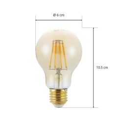 LED-pære E27 A60 6,5W 2.500K ravfarvet 3-trins dæmpbar
