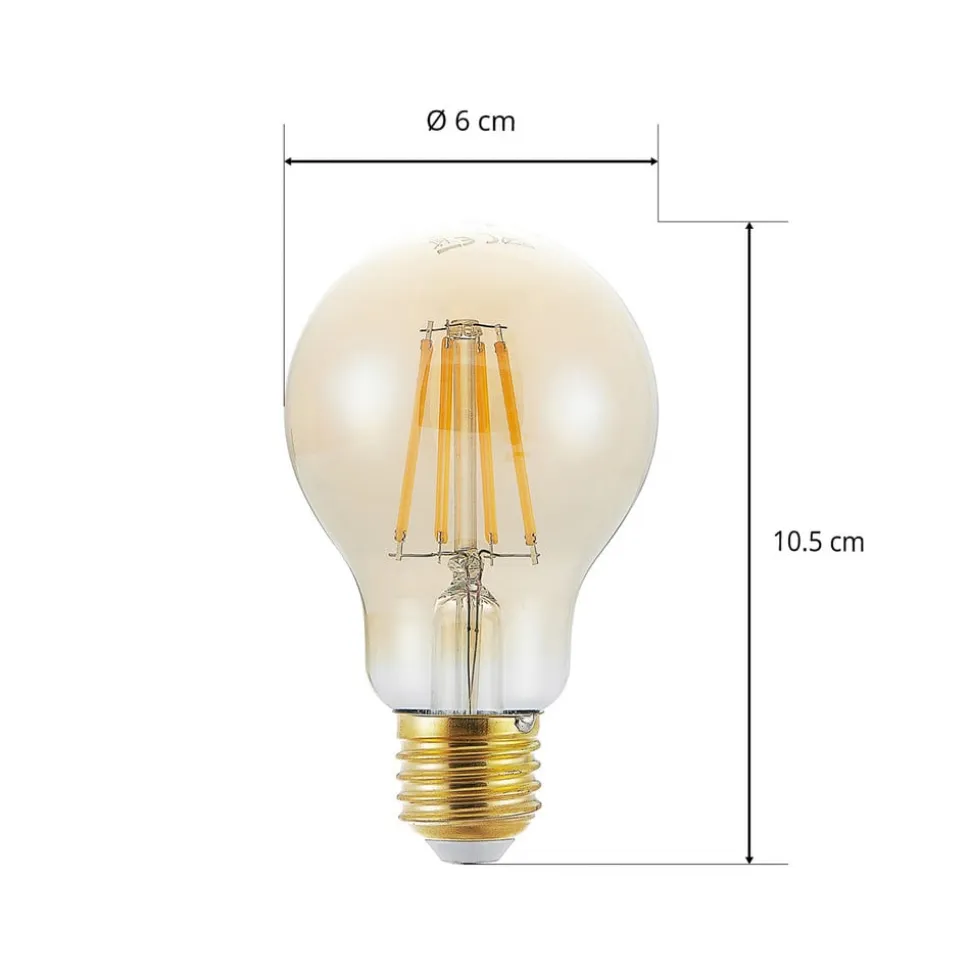 LED-pære E27 A60 6,5W 2.500K ravfarvet 3-trins dæmpbar