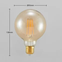 LED-pære E27 G95 6,5W 2.500K ravfarvet 3-trins dæmpbar