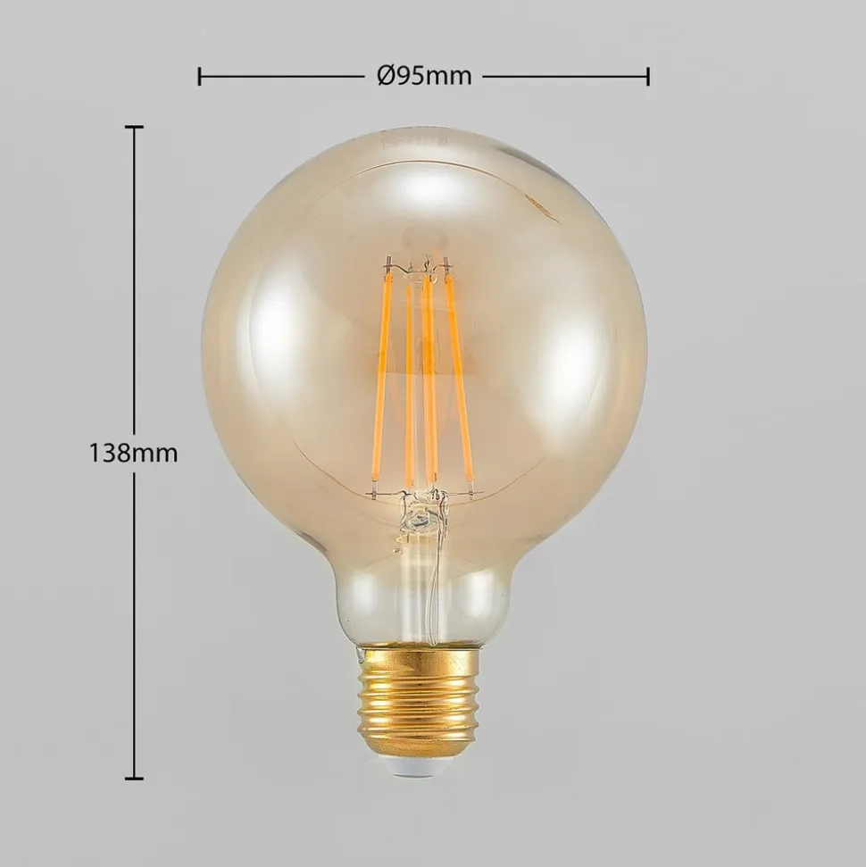 LED-pære E27 G95 6,5W 2.500K ravfarvet 3-trins dæmpbar