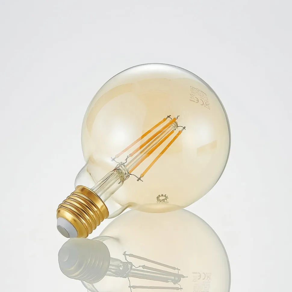 LED-pære E27 G95 6,5W 2.500K ravfarvet 3-trins dæmpbar