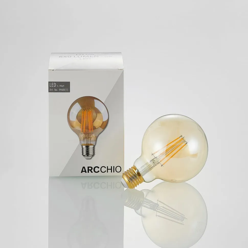 LED-pære E27 G95 6,5W 2.500K ravfarvet 3-trins dæmpbar