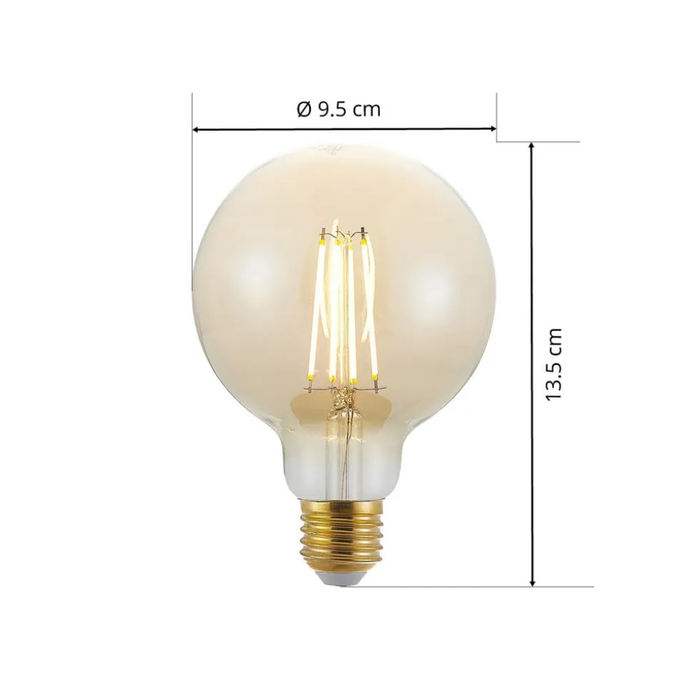 LED-pære E27 G95 6,5W 2.500K ravfarvet 3-trins dæmpbar