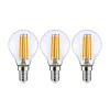 LED-pære E14 P45, 4W, klar, 2.700K, dæmpbar, sæt med 3 stk