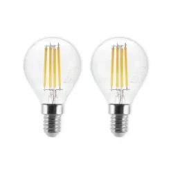 LED-pære E14 P45, 4W, klar, 2.700K, dæmpbar, sæt med 2 stk