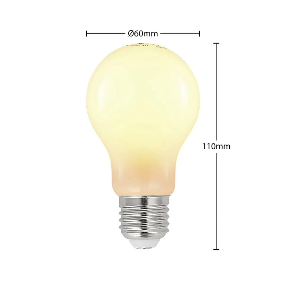 LED-pære E27 6W 2.700 K dæmpes opal 2 stk