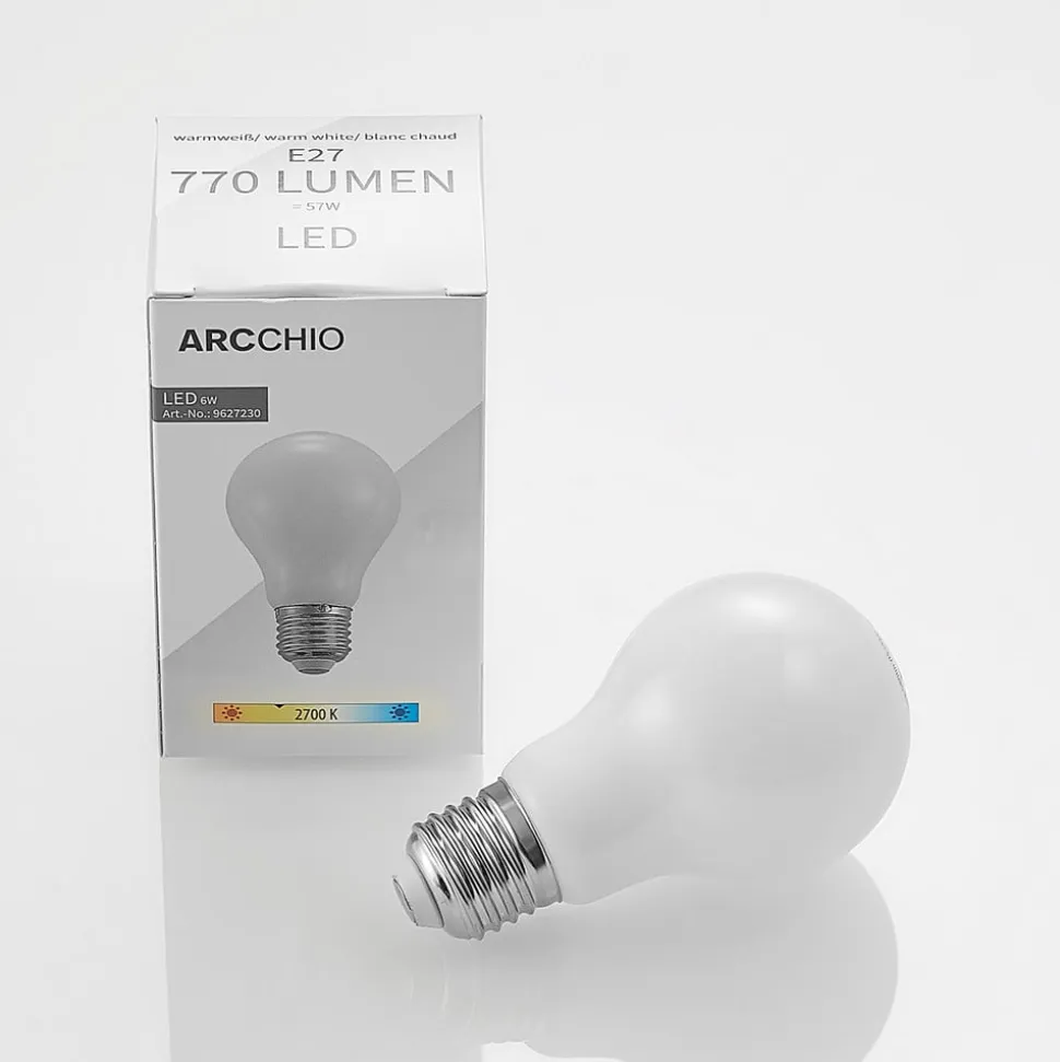 LED-pære E27 6W 2.700 K dæmpes opal 3 stk