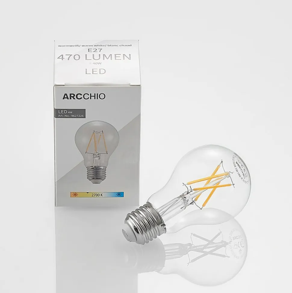 LED-pære E27 4W 2.700 K filament dæmpes klar 2 stk