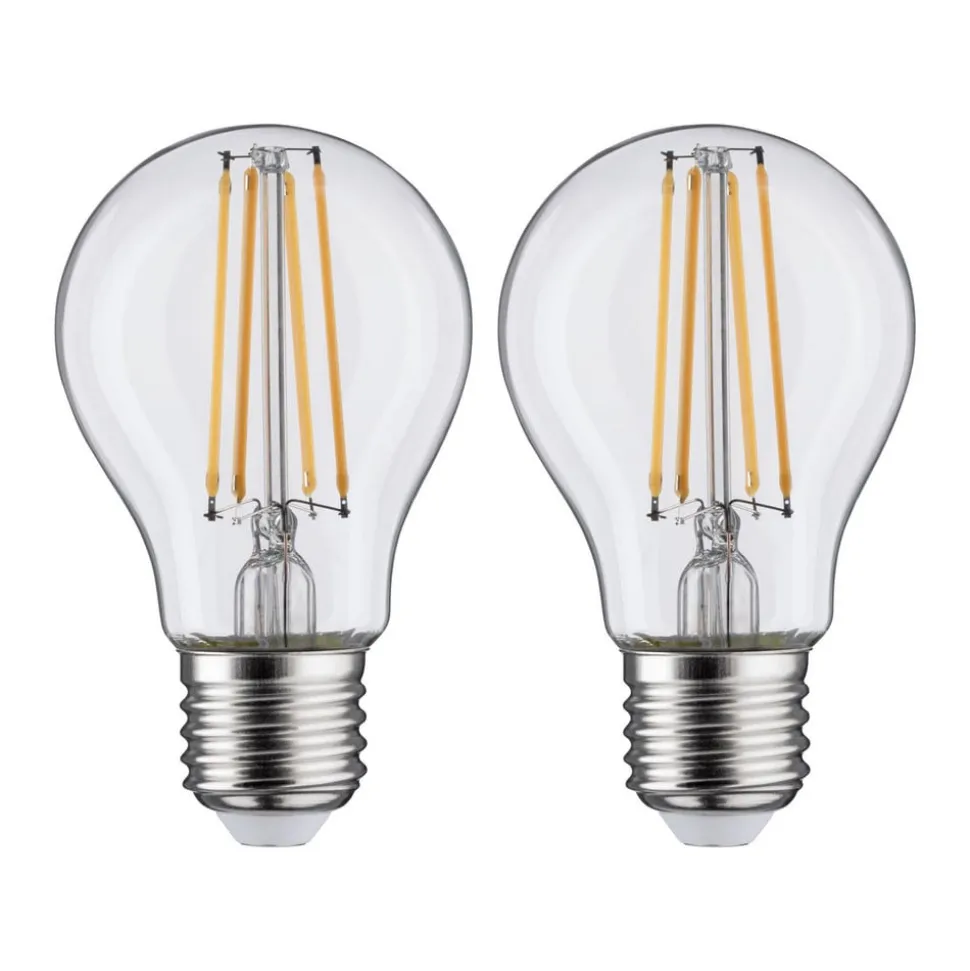 LED-pære E27 7W filamentpære 2.700K klar 2-pak