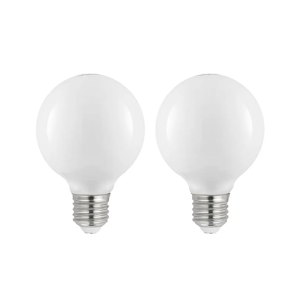 LED-pære E27 8W G80 2.700K dæmpbar, opal, sæt med 2 stk