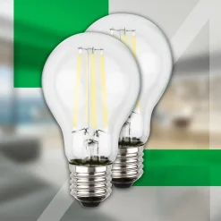 LED-pære E27 4W klar 3000K 840 lm energiklasse 2er
