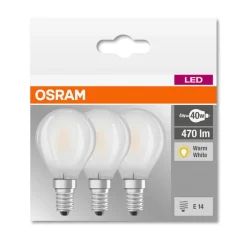 LED-pære E14 4W, varmhvid, 470 lumen, 3er sæt