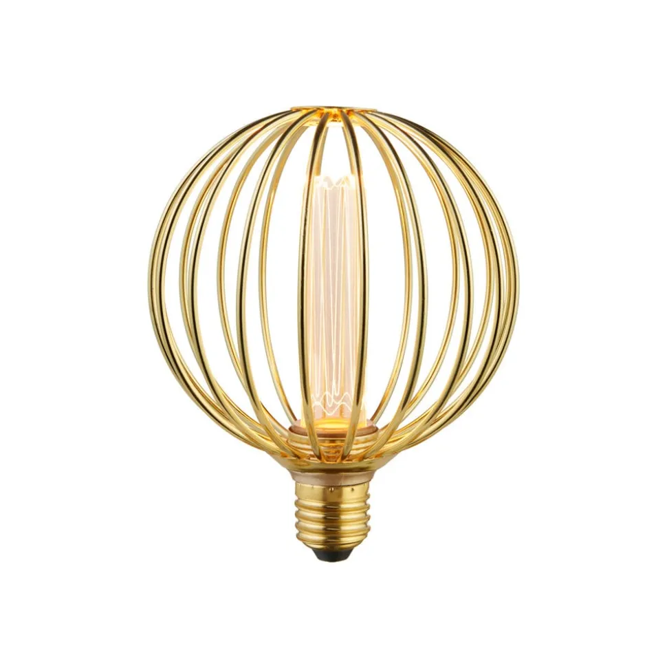 LED-pære Globe, guld, E27, 3,5 W, 1.800 K, dæmpbar
